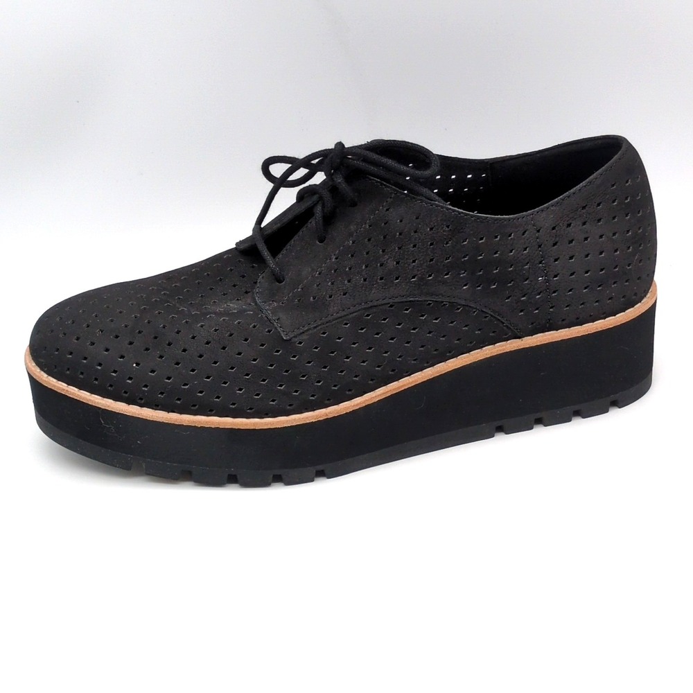 Eileen Fisher Shoes Womens Ergo Eddy Black 10 Leather Derby Oxford Wedge Walking